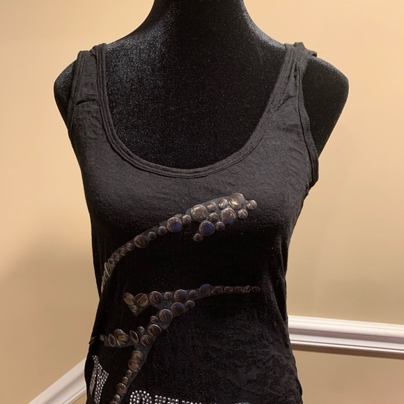 Guess Black Tank Top with Metallic Accents - Picture 5 of 6